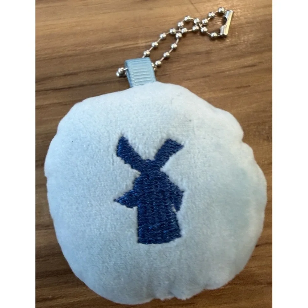 Dutch Bros Heart Plush Keychain Blue Heart Embroidered Mini Bag Charm Ball Chain